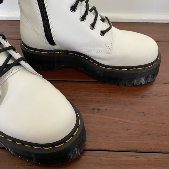 Dr Martens Jadon Smooth Leather White Platform Boots Size 8 - Picture 3 of 8
